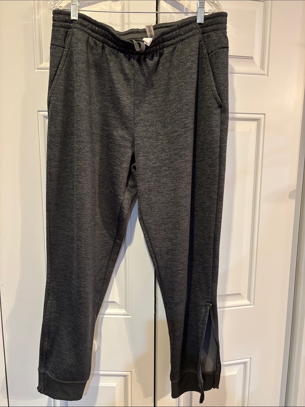 adidas Dark Gray Athletic Fleece Lined Joggers with Zippered Ankles